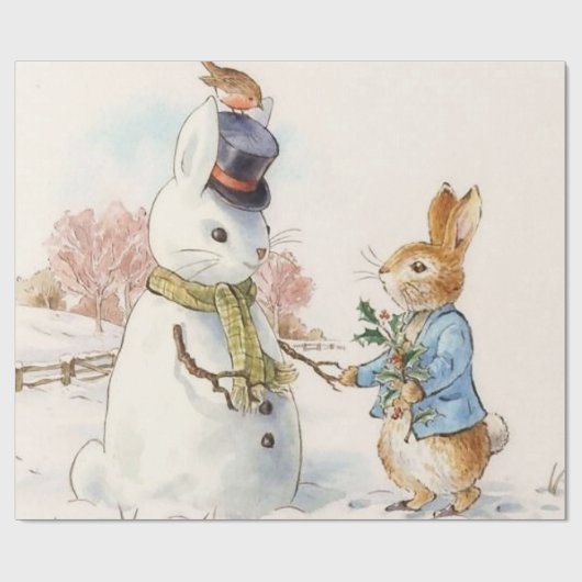 Peter Rabbit en de Sneeuwman van Beatrix Potter Cadeaupapier (Vlak)