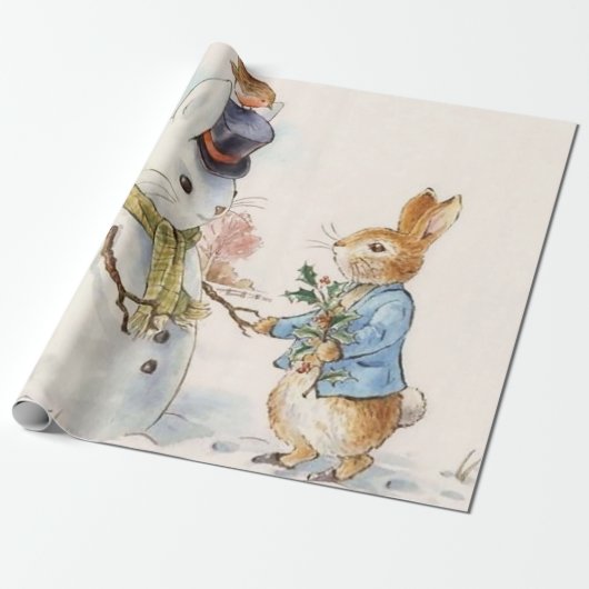 Peter Rabbit en de Sneeuwman van Beatrix Potter Cadeaupapier (Uitgerold)