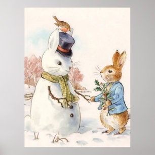 Peter Rabbit en de Sneeuwman van Beatrix Potter Poster
