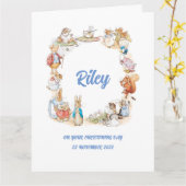 Peter Rabbit en Friends Christening/Baptism Card Kaart (Gele Bloem)