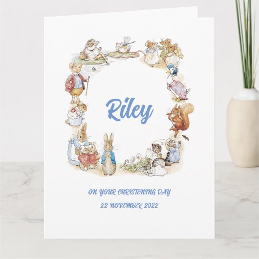 Peter Rabbit en Friends Christening/Baptism Card Kaart (Voorkant)