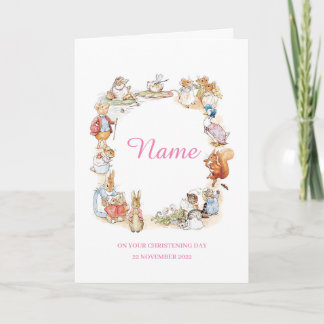 Peter Rabbit en vrienden Christening card - Roze Kaart