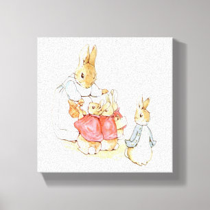 Peter Rabbit en zijn zusters (door Beatrix Potter) Canvas Afdruk