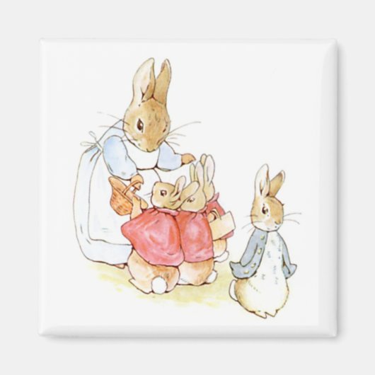 Peter Rabbit en zijn zusters (door Beatrix Potter) Magneet (Voorkant)