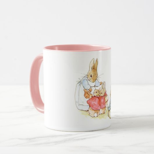 Peter Rabbit en zijn zusters (door Beatrix Potter) Mok (Voorkant links)
