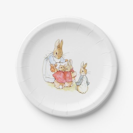 Peter Rabbit en zijn zusters (door Beatrix Potter) Papieren Bordje (Voorkant)