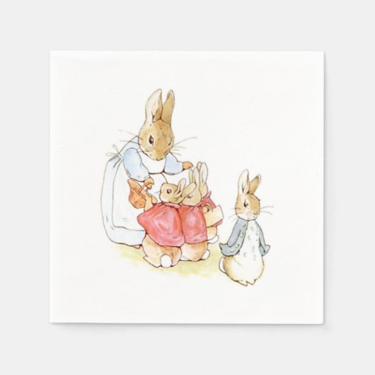 Peter Rabbit en zijn zusters (door Beatrix Potter) Servet (Voorkant)