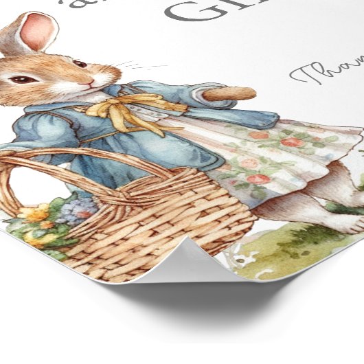 Peter Rabbit Evergreen Baby shower Kaarten en gesc Poster (Hoek)