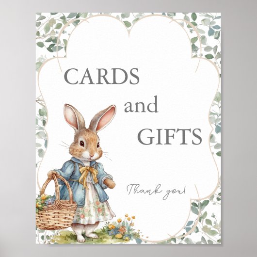 Peter Rabbit Evergreen Baby shower Kaarten en gesc Poster (Voorkant)