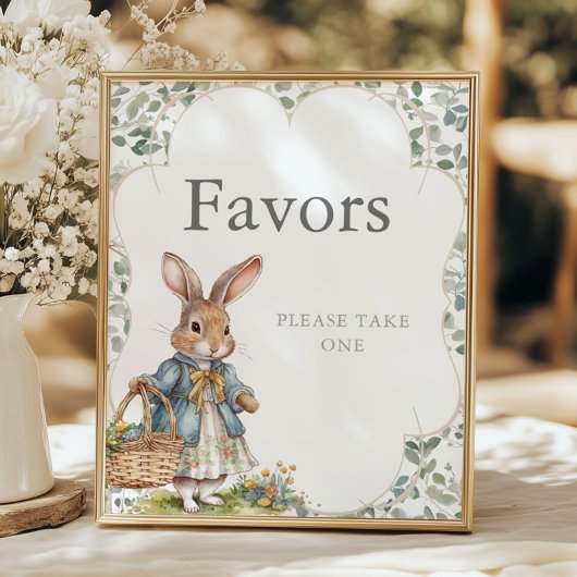 Peter Rabbit Evergreen Girl Baby shower Favors Poster