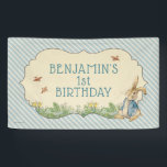 Peter Rabbit | First Birthday Banner van Baby Boy<br><div class="desc">Viel Peter Rabbit van je kind op de eerste verjaardag met deze verjaardagsbanner. Personaliseer u door de naam en leeftijd van uw kind toe te voegen!</div>