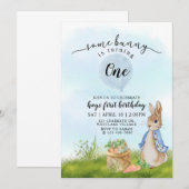 Peter Rabbit First Birthday, Bunny, 1ste verjaarda Kaart (Voorkant / Achterkant)