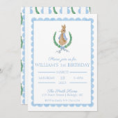 Peter Rabbit First Birthday Party Invitation Kaart (Voorkant / Achterkant)