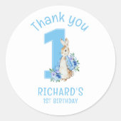 Peter Rabbit First Birthday Ronde Sticker (Voorkant)