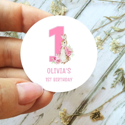 Peter Rabbit First Birthday Ronde Sticker
