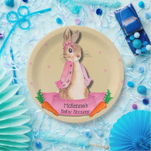 Peter Rabbit Flopsy Roze Meisje Baby shower Papieren Bordje (Feest)