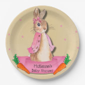 Peter Rabbit Flopsy Roze Meisje Baby shower Papieren Bordje (Voorkant)
