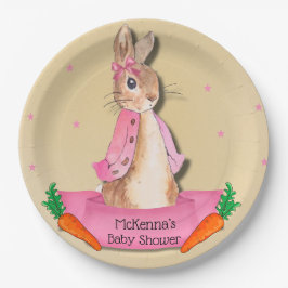 Peter Rabbit Flopsy Roze Meisje Baby shower Papieren Bordje