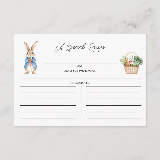 Peter Rabbit Floral Baby shower Receptenverblijf Informatiekaartje (Voorkant)