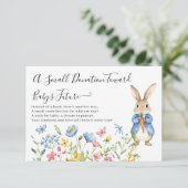 Peter Rabbit Floral een klein donatie Baby shower Informatiekaartje (Staand voorkant)