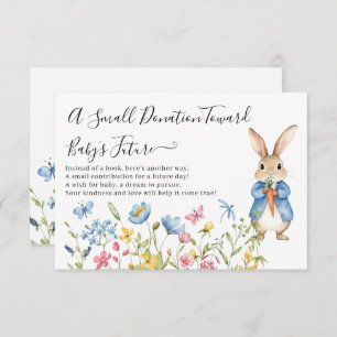 Peter Rabbit Floral een klein donatie Baby shower Informatiekaartje