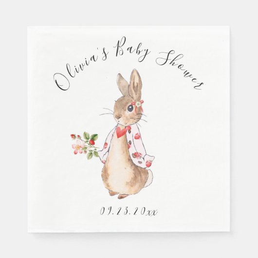Peter Rabbit Floral Heart Waterverf Baby shower Servet (Voorkant)