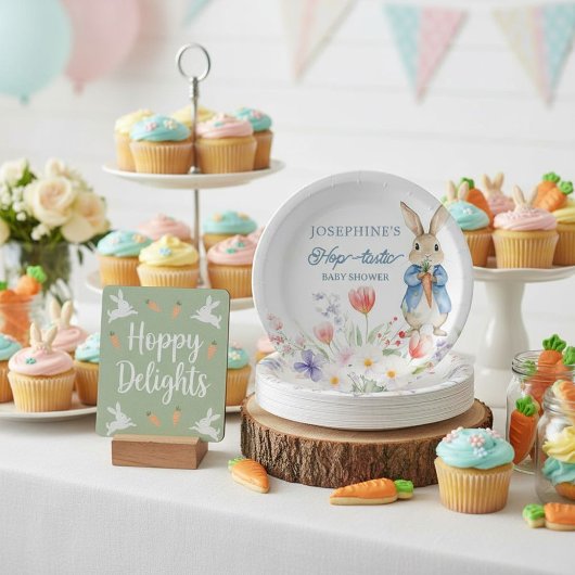 Peter Rabbit Floral Hop-tastic Baby Shower Papieren Bordje