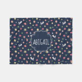 Peter Rabbit | Floral Navy Pattern Fleece Deken (Voorkant (Horizontaal))