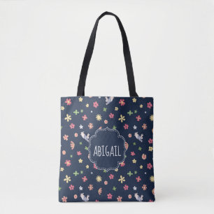 Peter Rabbit   Floral Navy Pattern Tote Bag