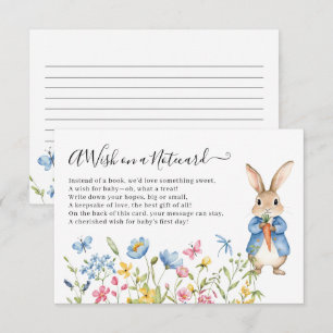 Peter Rabbit Floral Wish On A Notecard Baby shower Informatiekaartje