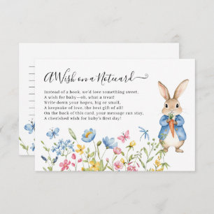 Peter Rabbit Floral Wish On A Notecard Baby shower Informatiekaartje