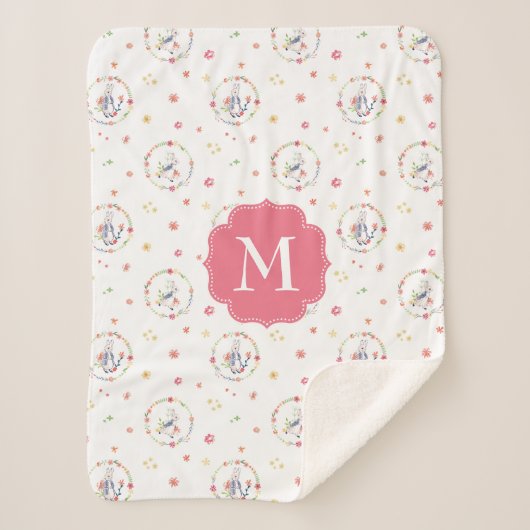 Peter Rabbit | Floral Wreath Pattern Sherpa Deken (Voorkant)