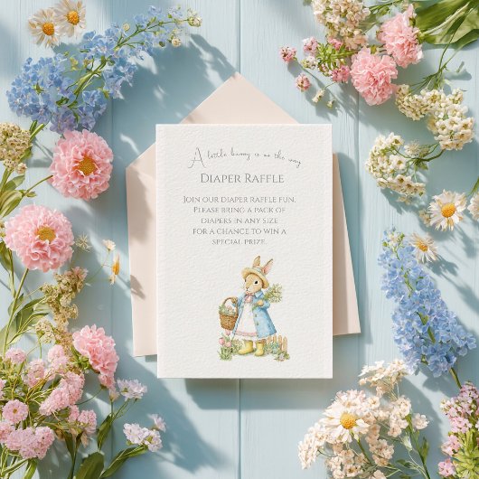 Peter Rabbit Garden Baby shower Luier Raffle Informatiekaartje
