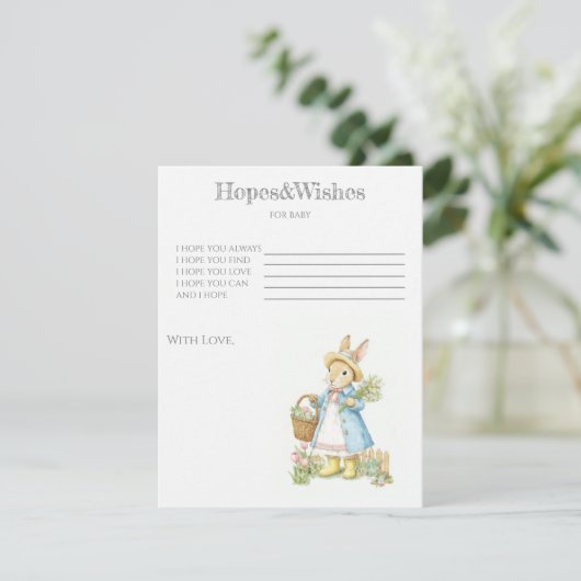 Peter Rabbit Garden Baby shower spel Informatiekaartje (Staand voorkant)