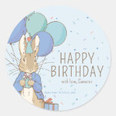 Peter Rabbit | Gelukkige verjaardag van Ronde Sticker (Voorkant)