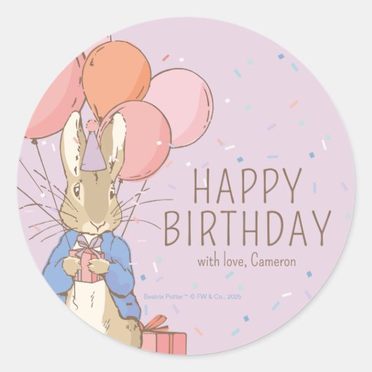 Peter Rabbit | Gelukkige verjaardag van Ronde Sticker (Voorkant)