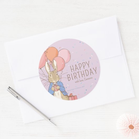 Peter Rabbit | Gelukkige verjaardag van Ronde Sticker (Envelop)