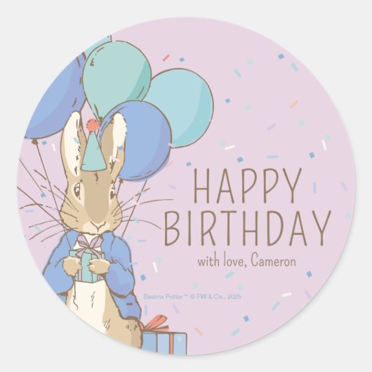 Peter Rabbit | Gelukkige verjaardag van Ronde Sticker (Voorkant)