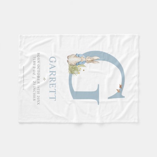 Peter Rabbit | Gepersonaliseerde brief G Fleece Deken (Voorkant (Horizontaal))
