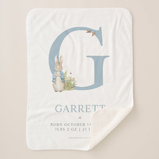 Peter Rabbit | Gepersonaliseerde brief G Sherpa Deken (Voorkant)