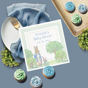 Peter Rabbit Gingham Waterverf Baby shower Servet