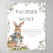 Peter Rabbit Girl Baby shower Pacifier Hunt Poster (Voorkant)