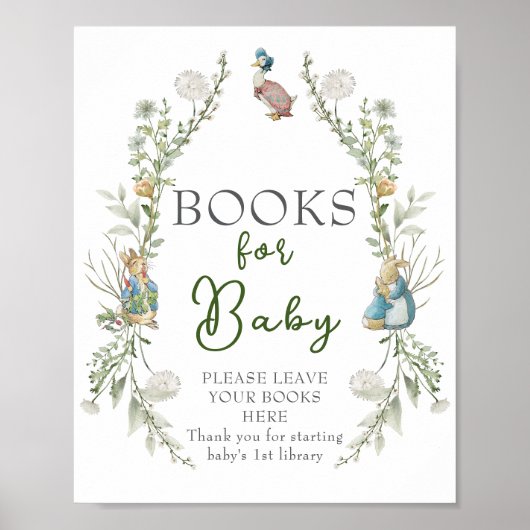 Peter Rabbit Greenery Wildflower Boeken voor Baby Poster (Voorkant)
