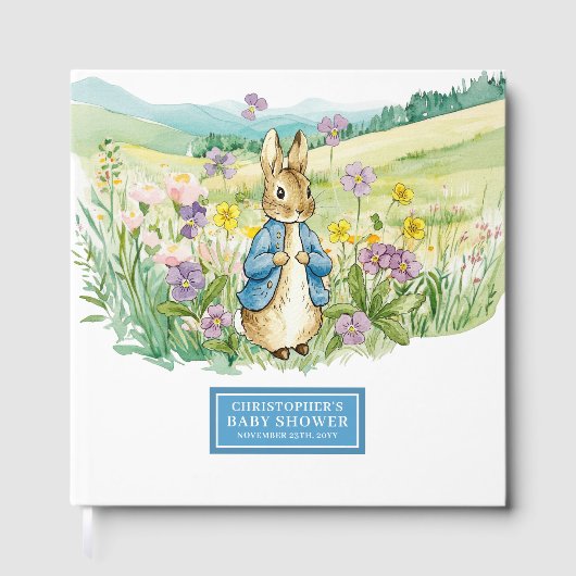 Peter Rabbit Guest Book voor Baby shower Gastenboek (Voorkant)