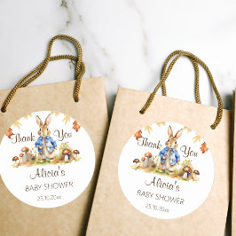 Peter rabbit herfst baby shower dank u gunst ronde sticker