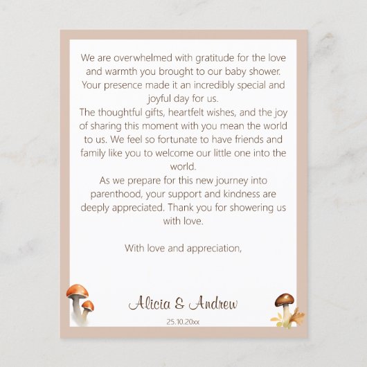 Peter rabbit herfst baby shower dank u kaart (Achterkant)