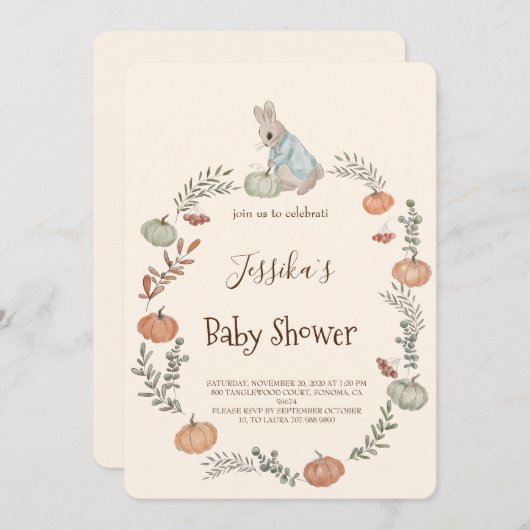 Peter Rabbit herfst herfst Uitnodiging (Voorkant / Achterkant)