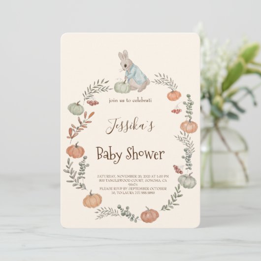 Peter Rabbit herfst herfst Uitnodiging (Staand voorkant)