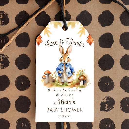 Peter rabbit herfst thema baby shower gunst cadeaulabel