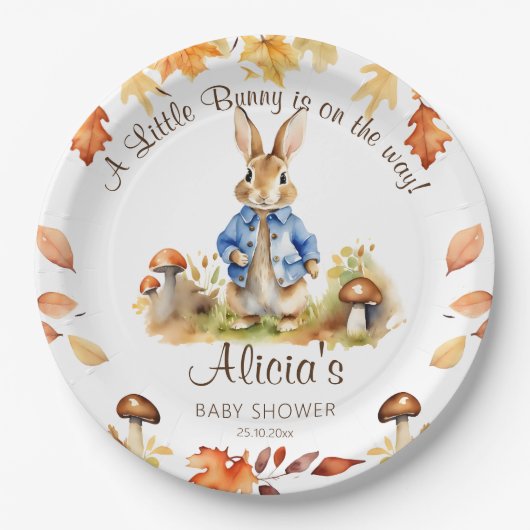 Peter rabbit herfst thema baby shower servies papieren bordje (Voorkant)